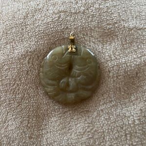 Jade Pisces great for necklace one inch round